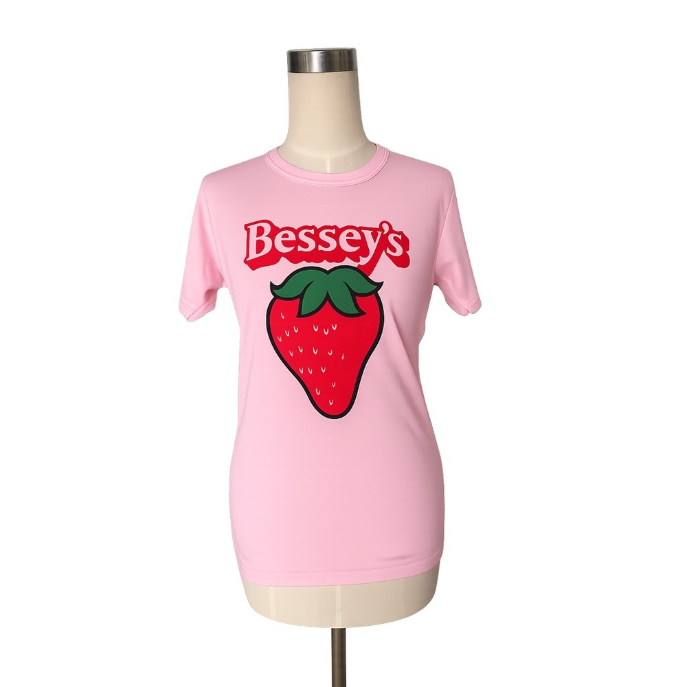 Pink Strawberry Graphic T-Shirt Vintage 1970s baby tee